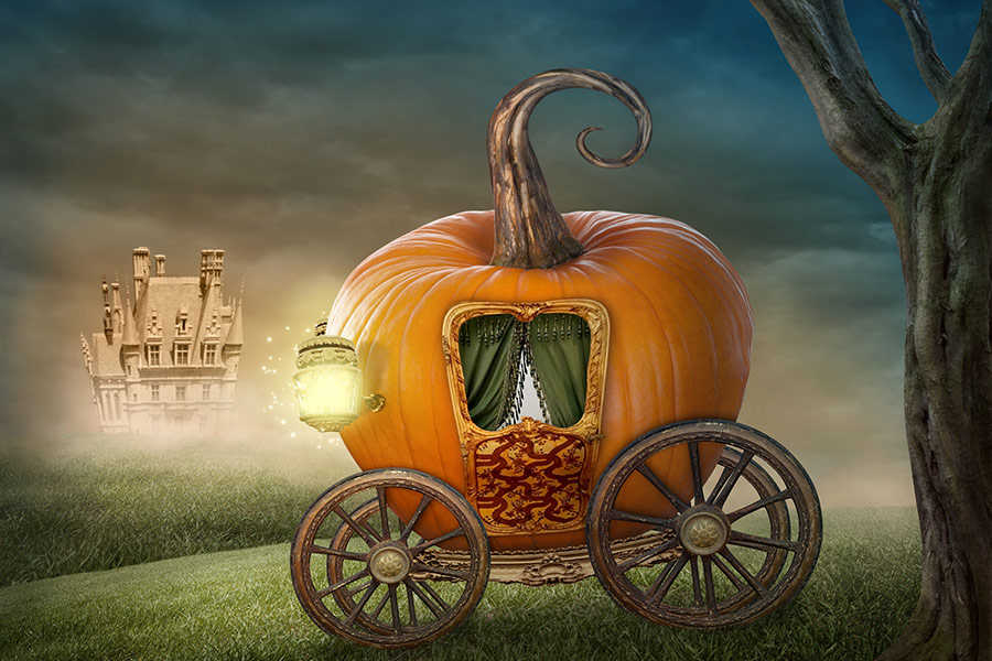 Pumpkin carriage isolated on white background