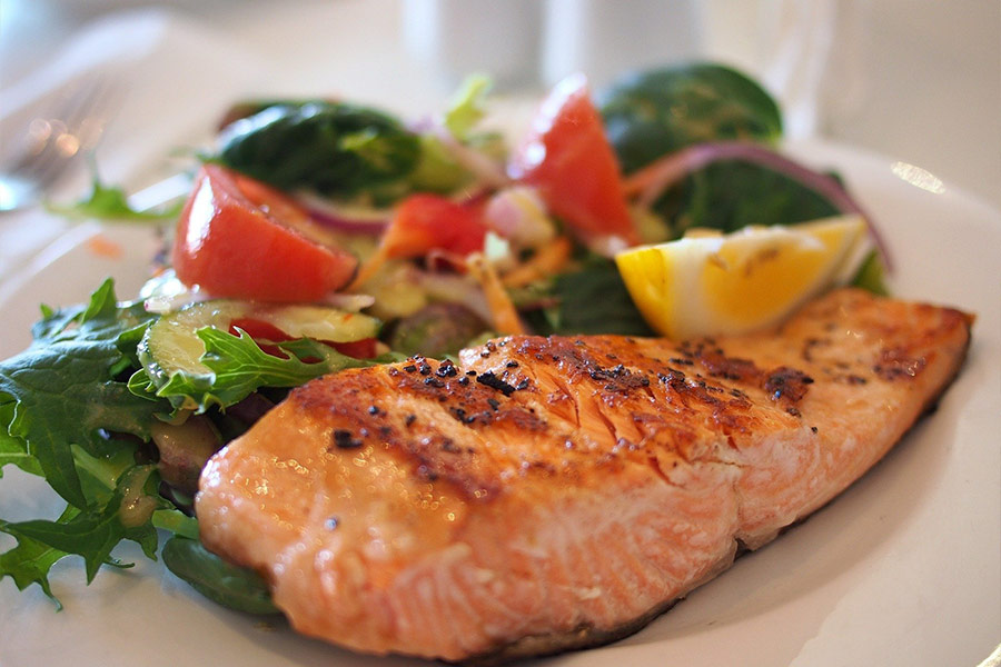 Salmon veggies meal dish