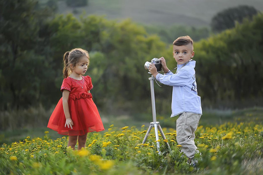 Children taking photos