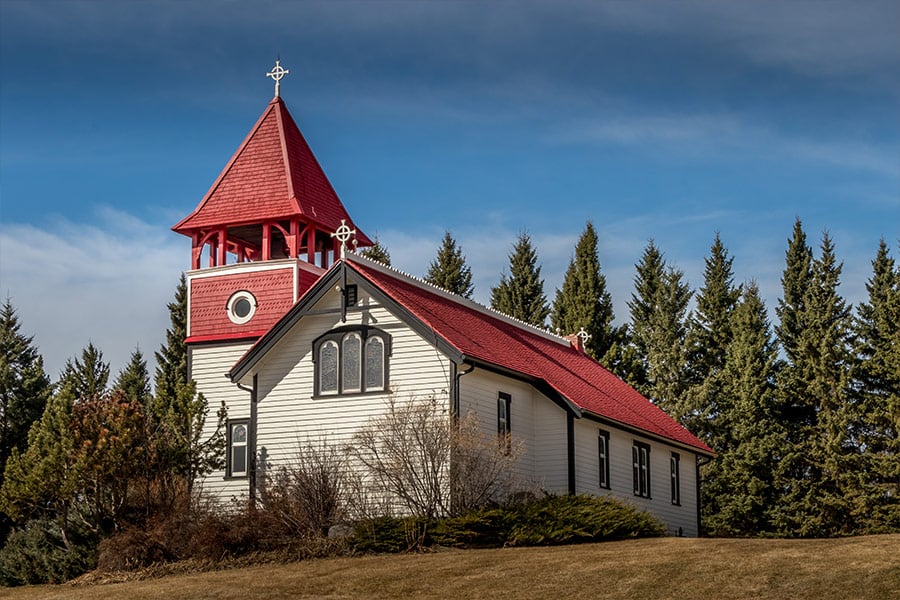 Historic pine creek church Alberta Canada
