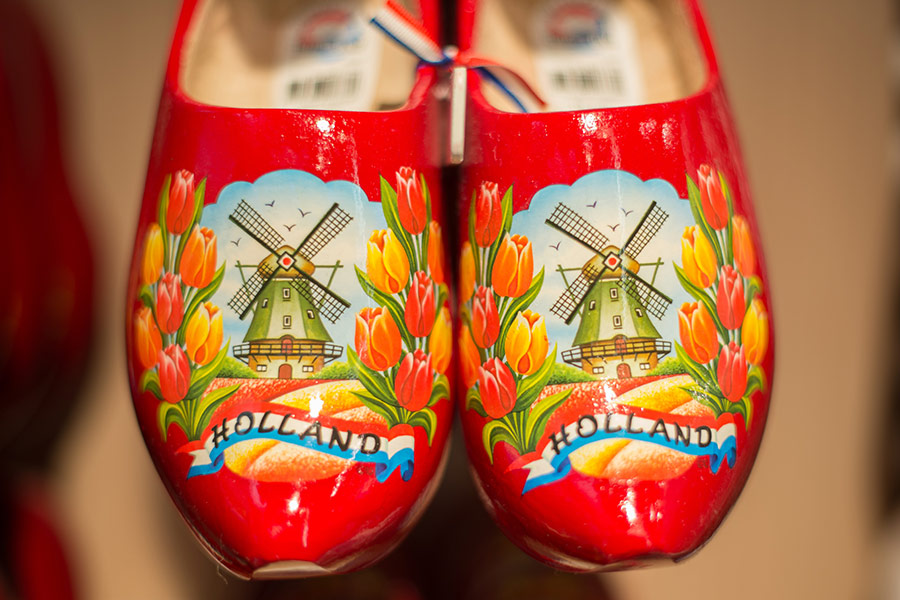 Red wooden shoes