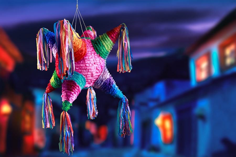 Colorful mexican pinata used birthdays