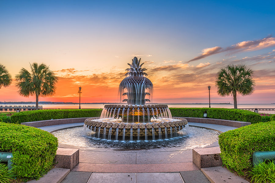 Charleston South Carolina USA waterfront park pineapple fountain