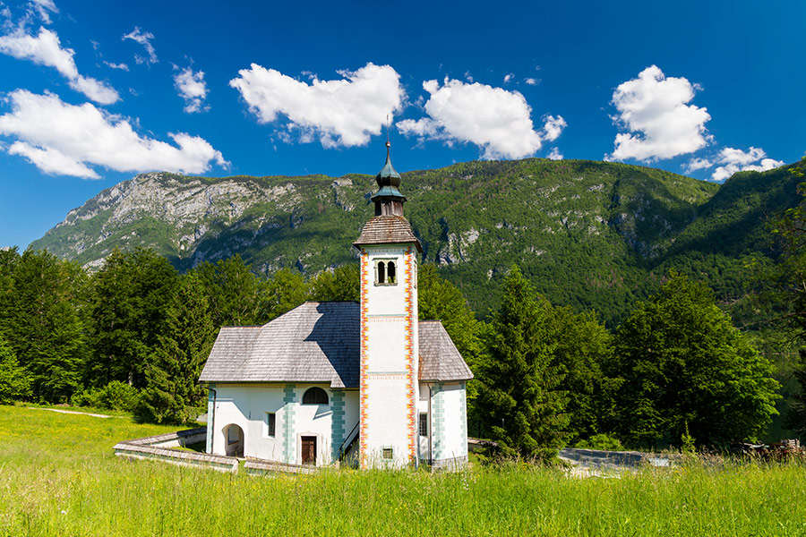 Church Sveti Duh near Bohinj lake Slovenia