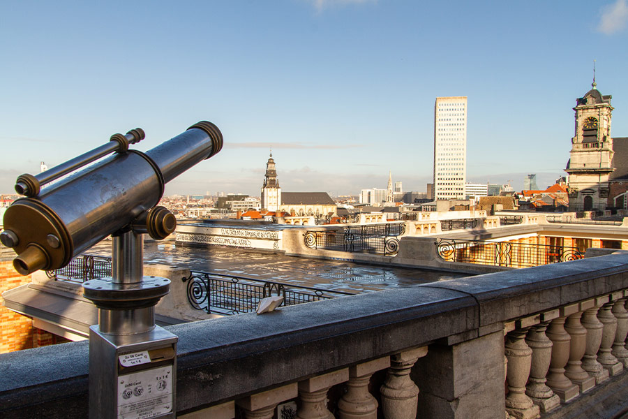 Brussels Belgium place poelaert with telescope