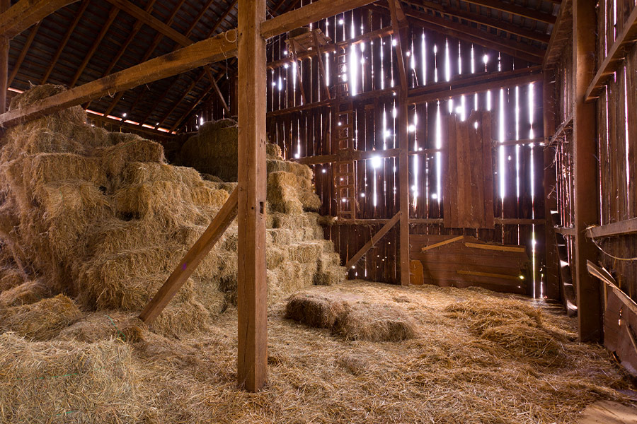 Barn hay straw bales background