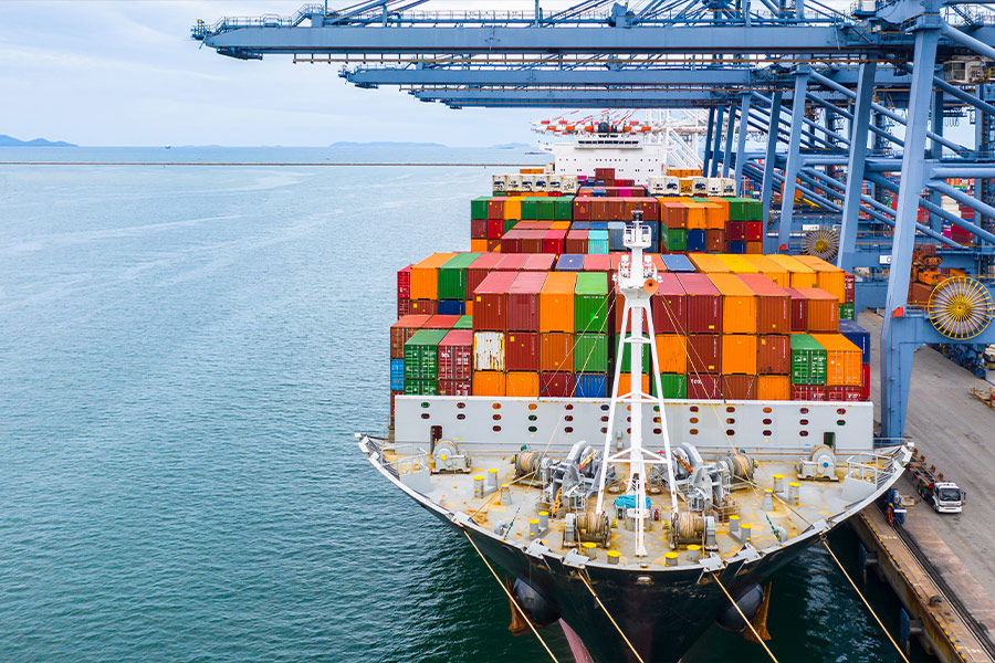 Cargo ship terminal unloading crane industrial port