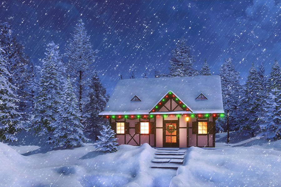 House decorated with christmas lights