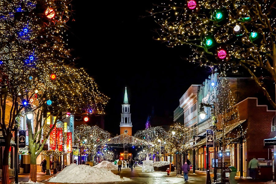 Christmas lights illuminated