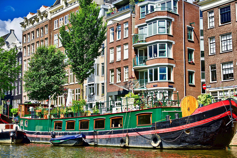 House boat waterway Amsterdam canal