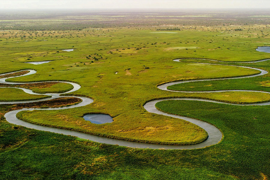Okavango delta river aerials landscape
