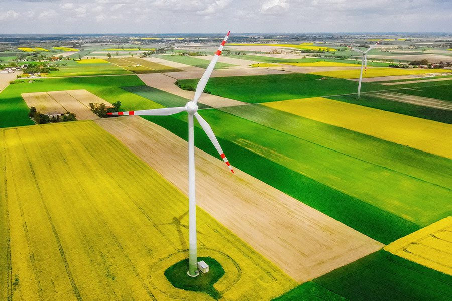 Landscape field windmill