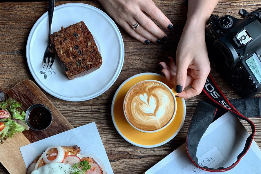 Photo of coffee cup near camera