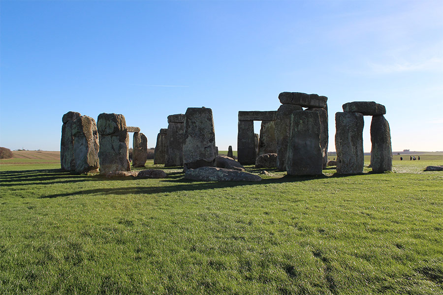Ruins of temple againts clear blue sky