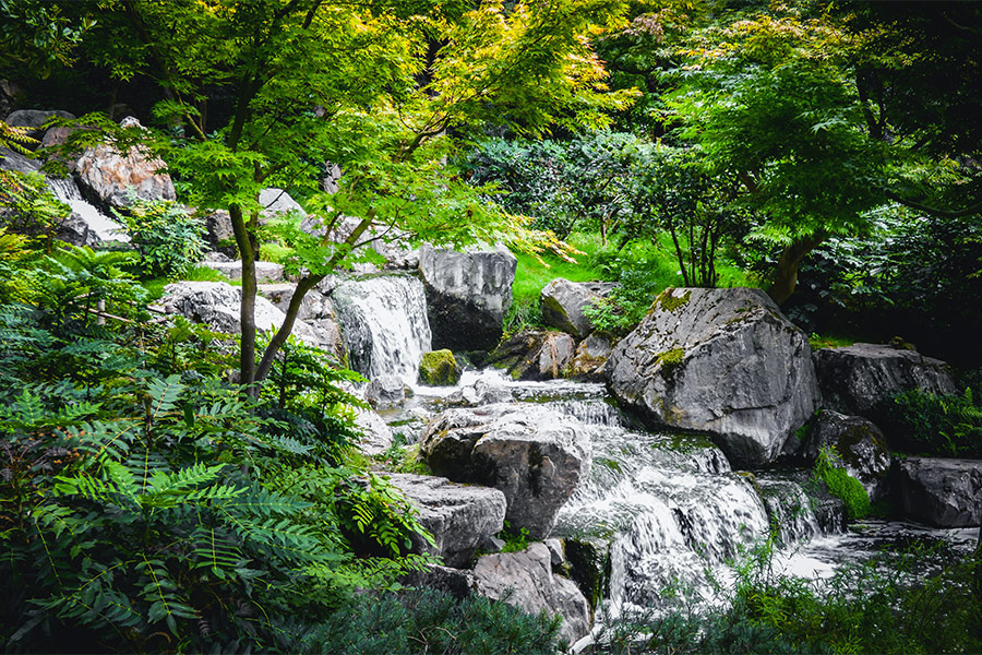 Flowing water on the river