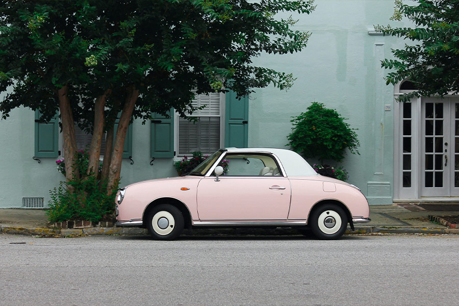 Cute pink car