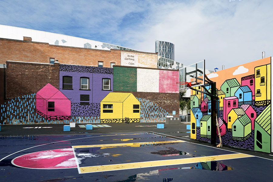 Graffiti basketball court