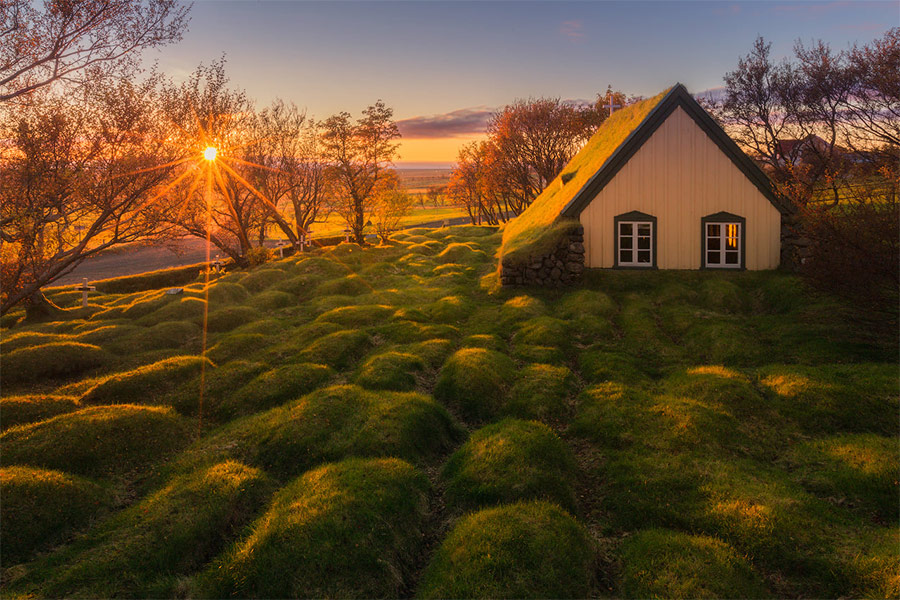 The old turf church in Hof south east Iceland