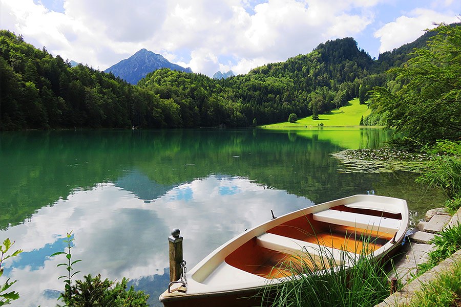 Boat on dock nice scenery