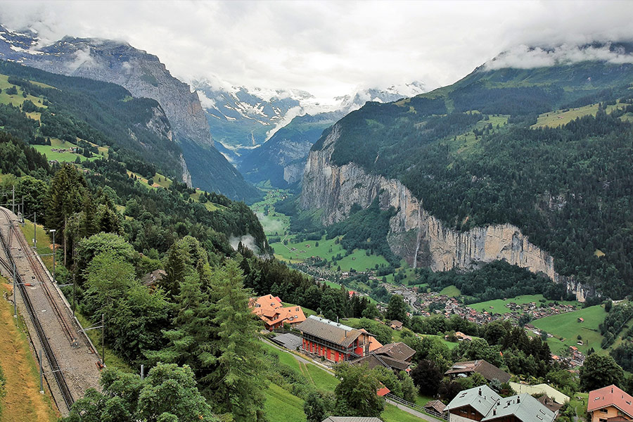 Mountains nature houses