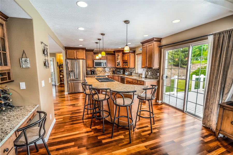 Kitchen island and barstools