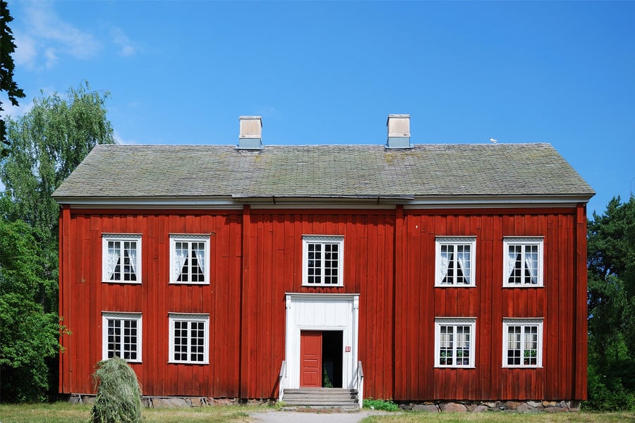 Red wooden house