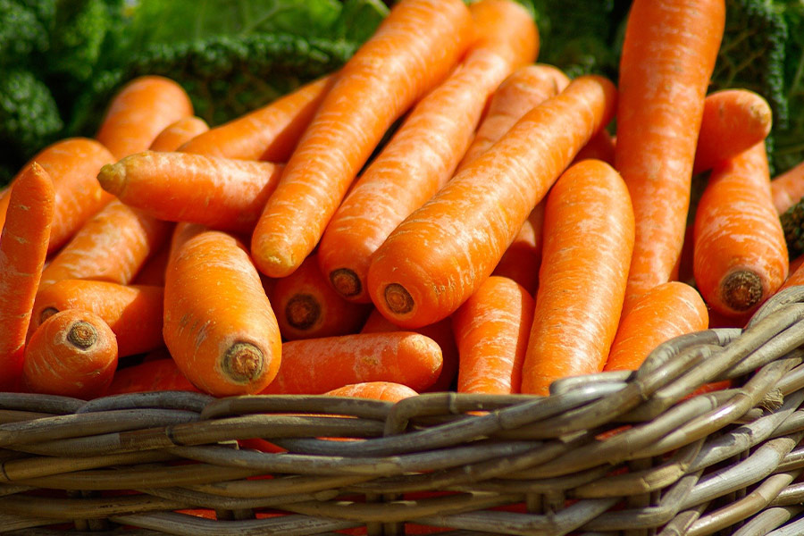Basket full carrots