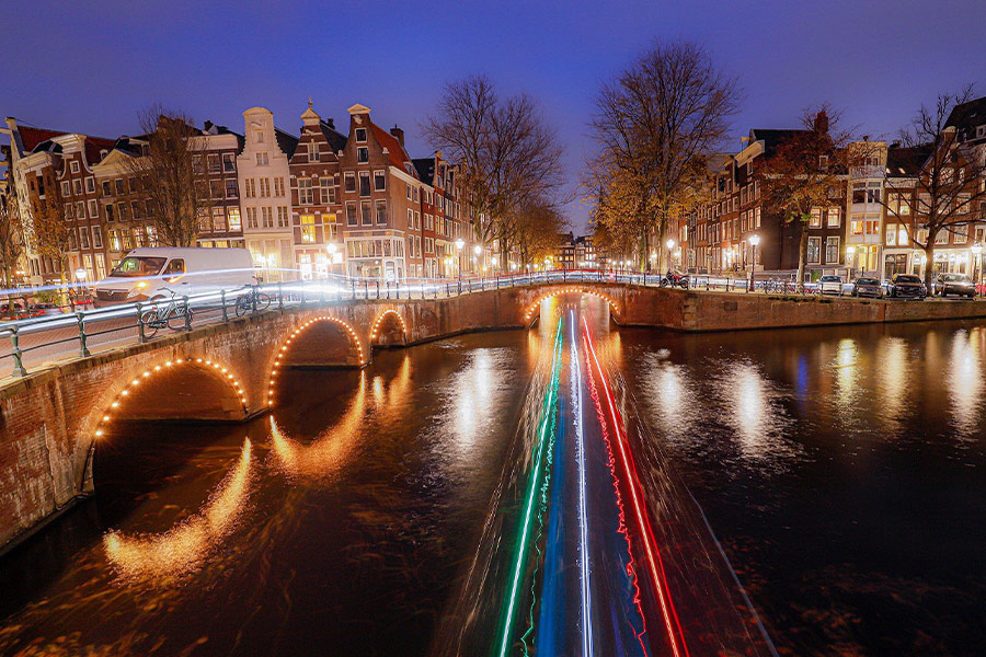 Amsterdam channels canals night
