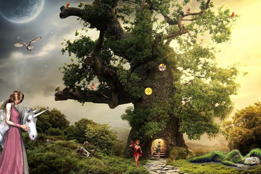 Fairytale elves princess unicorn fantasy