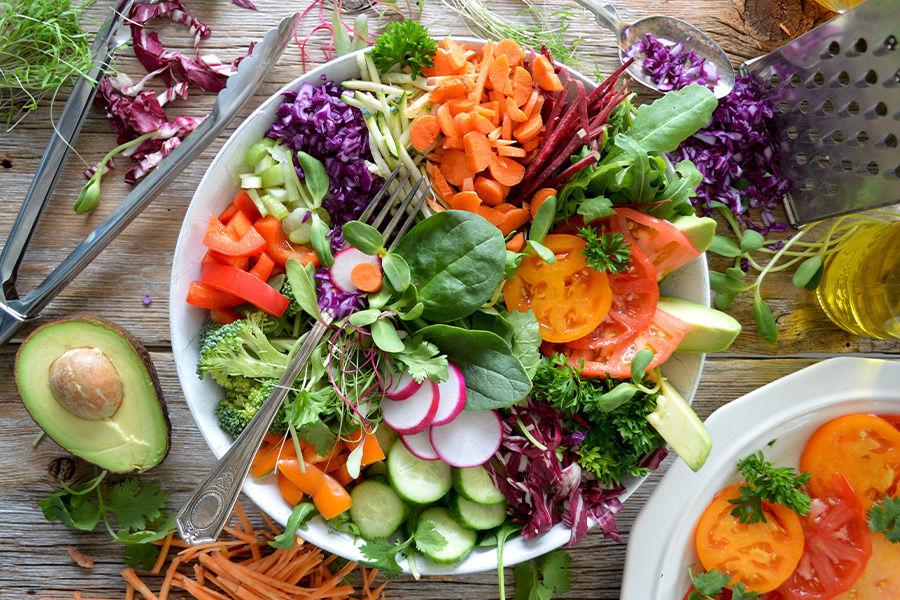 Close up photo of vegetable salad Montreal Canada