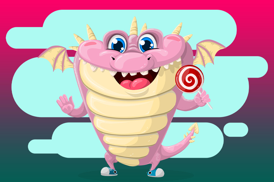 Happy dragon with lolly