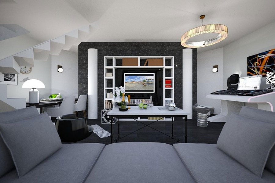 Modern living room with striking design