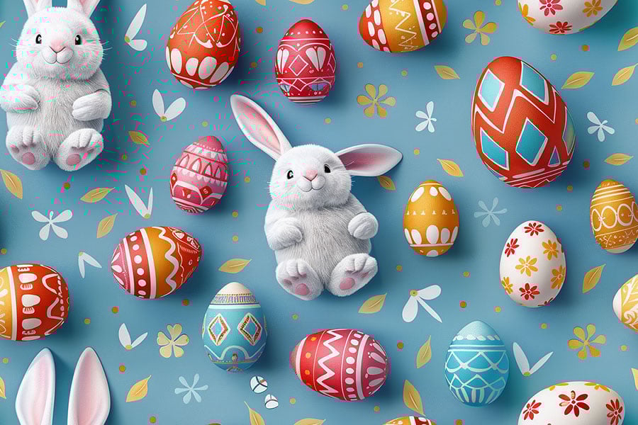 Huevos de Pascua, figuras de conejos