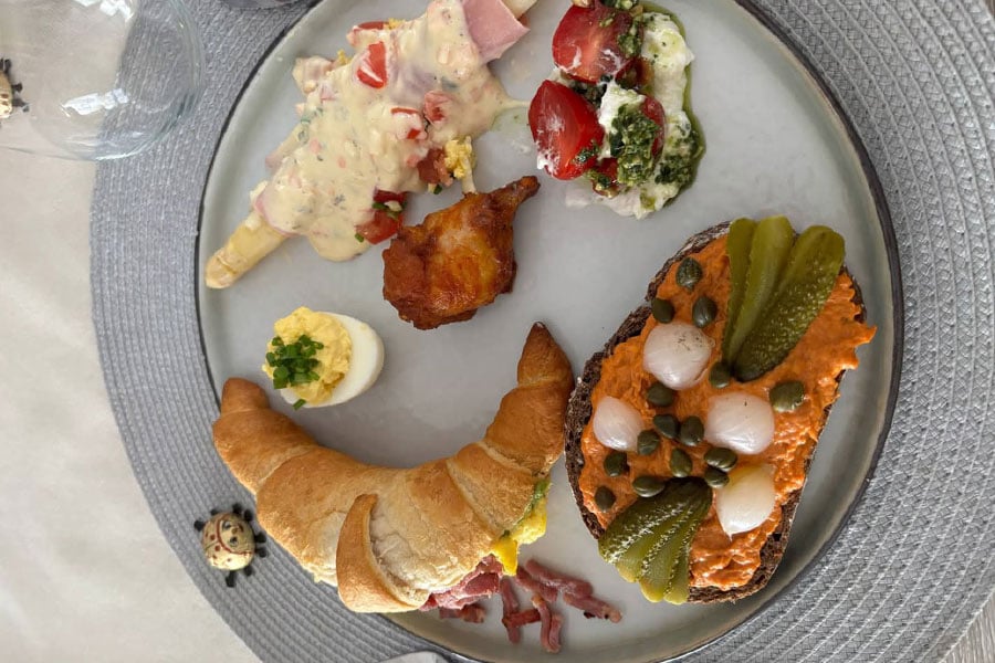 Assorted food breakfast