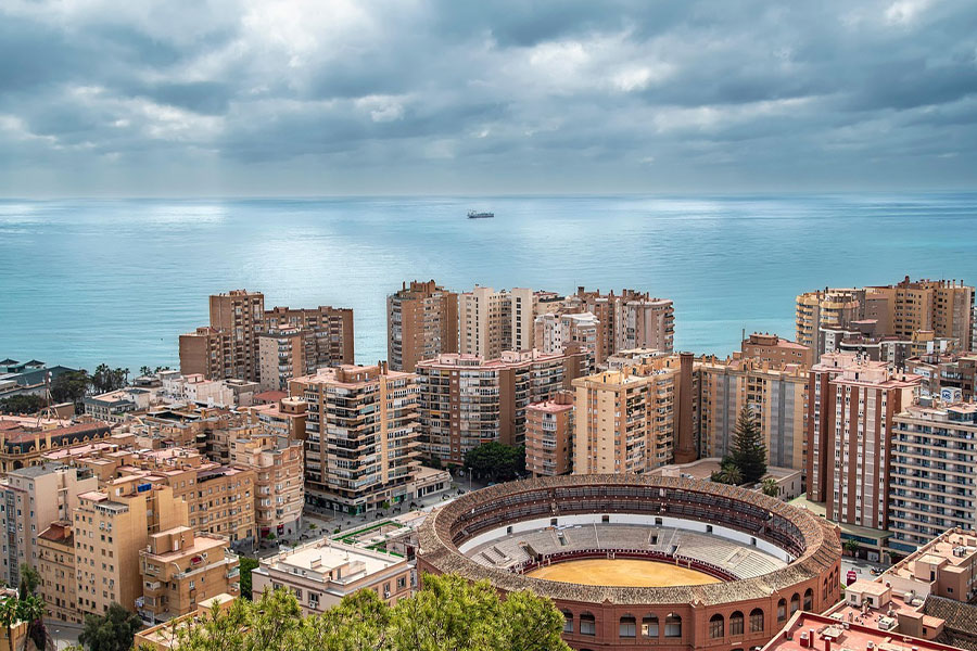 View over the city of Malaga la malagueta