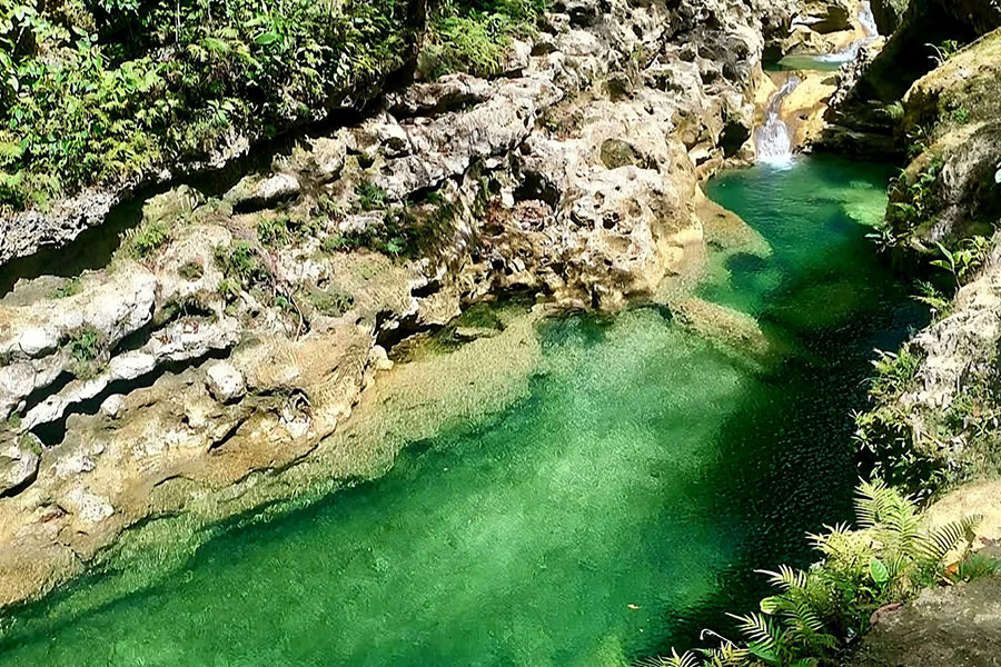 Turquoise colored natural pools