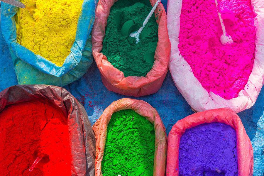 Bolsas de polvos de colores