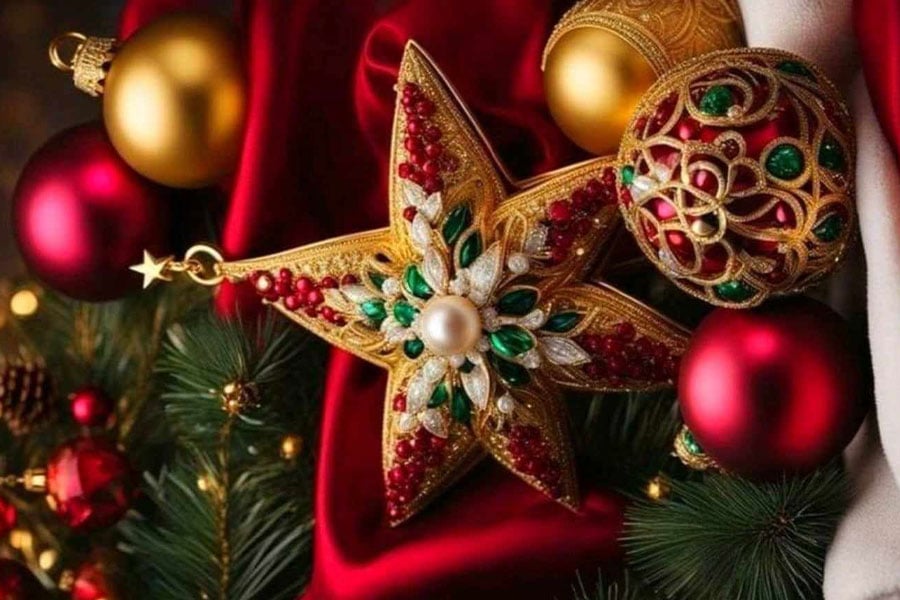 Primo piano della decorazione natalizia