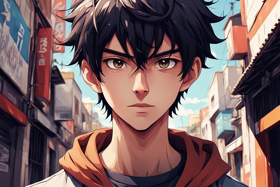 Bel giovane uomo anime
