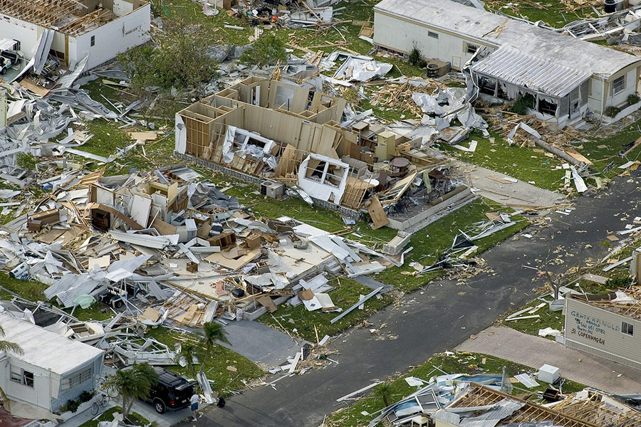 Devastazione causata dall'uragano