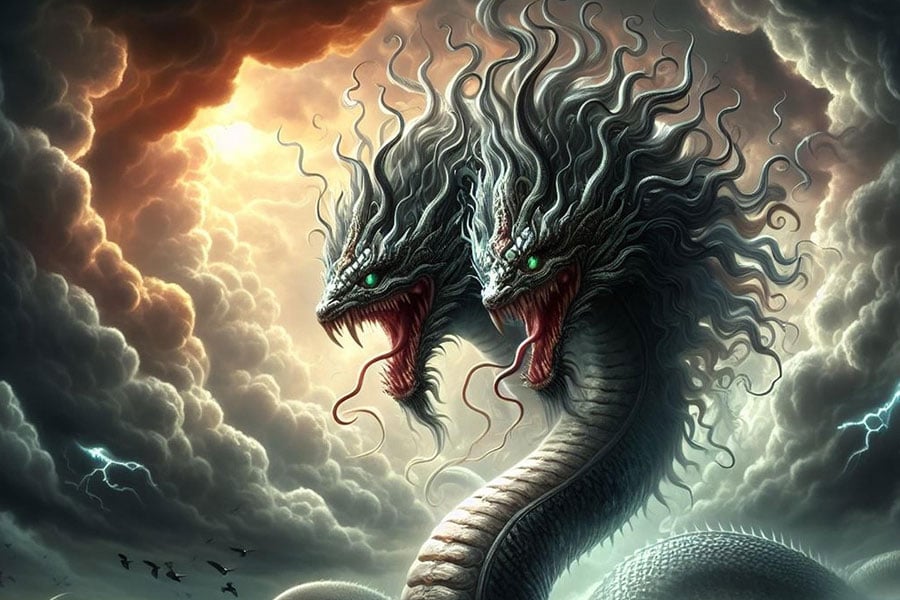 Serpente drago con due teste