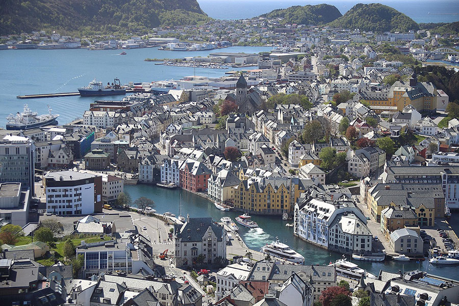 Architecture d'Alesund en Norvège