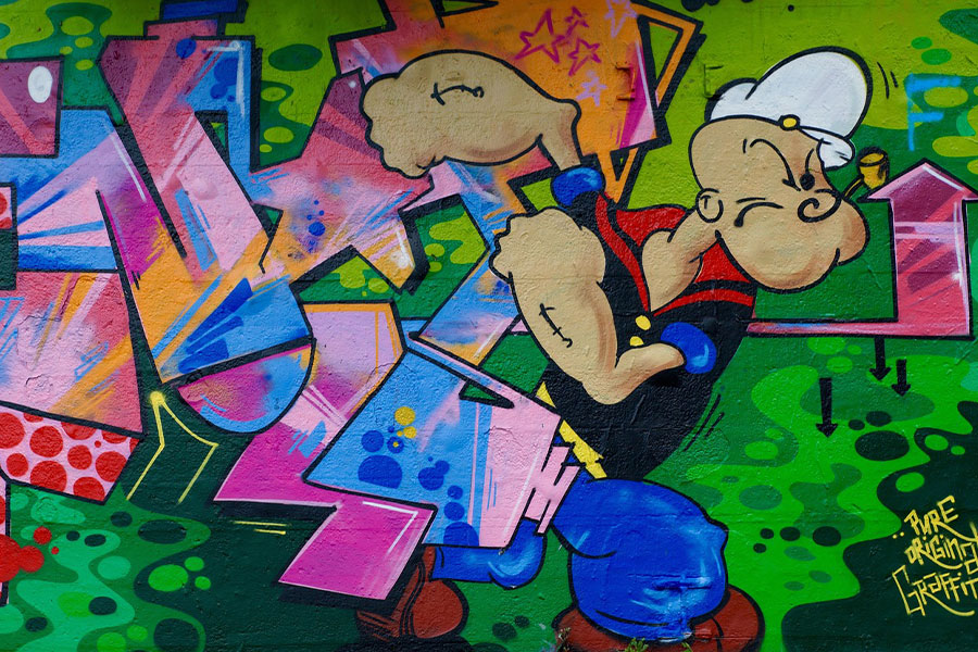 Muro di graffiti di Braccio di Ferro