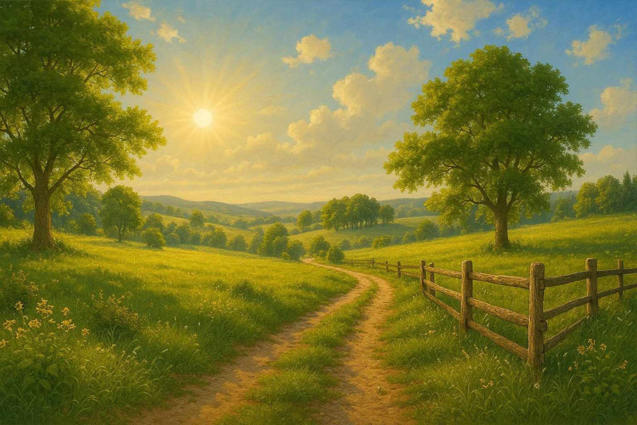 Bellissimo paesaggio naturale al mattino