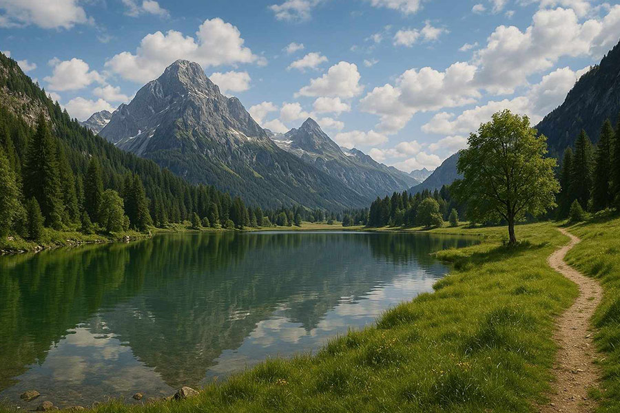 Paesaggio naturale con lago