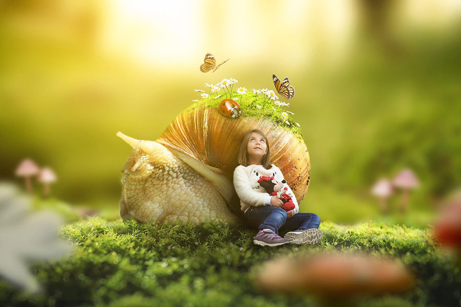 Ragazza natura fantasia fatta