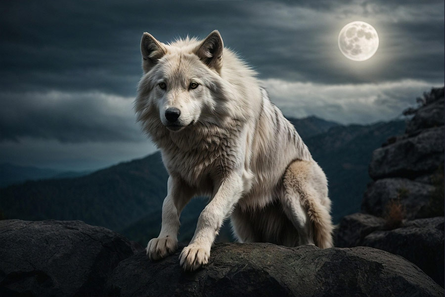 Loup sous la lune