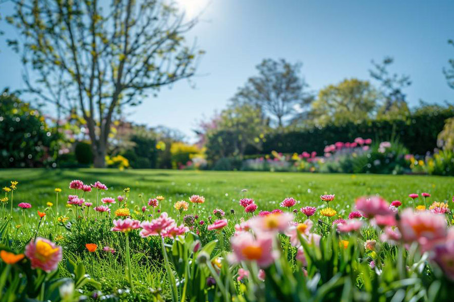 Blumen im Garten unter der Sonne