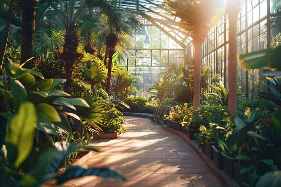Bellissimo giardino botanico con una serie di specie esotiche