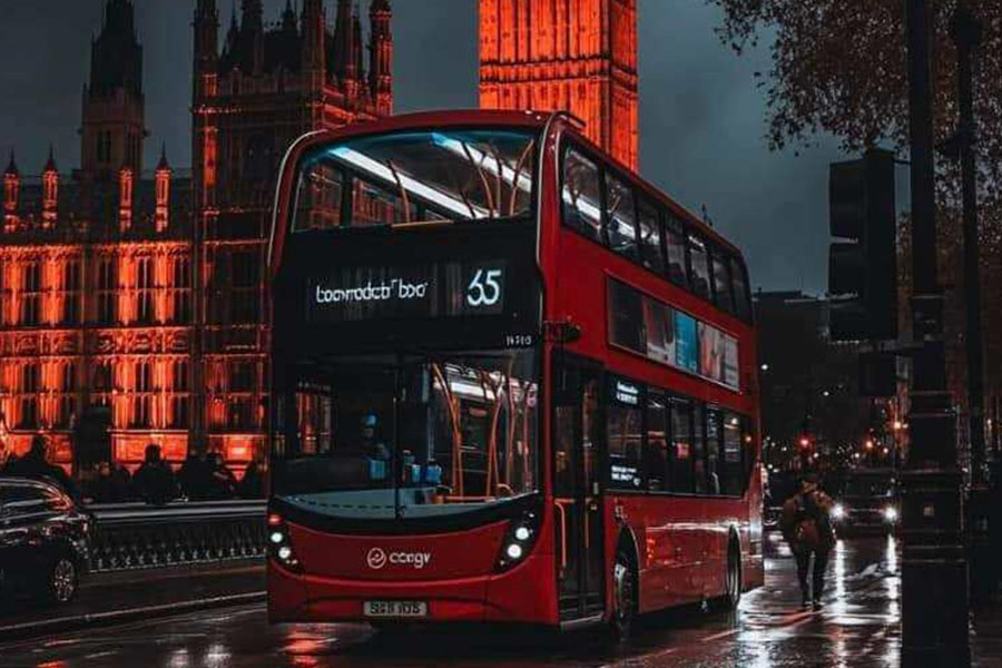 Londra Inghilterra autobus rosso a due piani